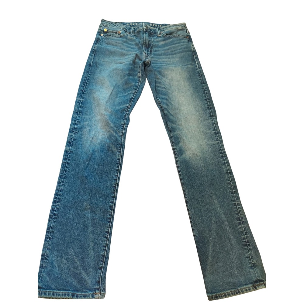 American Eagle Flex Mens Medium Wash Straight Leg Jeans 30x34 Blue Denim